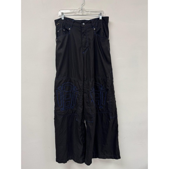 Vintage Kikwear K-NET Pants Mens 34 Black Cargo Wide Leg Baggy Rave Y2K